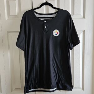 NFL Black Henley Pittsburgh Steelers Henly Shirt with Logo